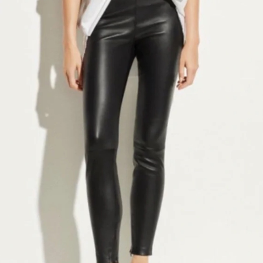 Vince Sleek Black Leather Leggings